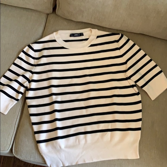 Zara Tops - ZARA Shirt, white with black stripes.